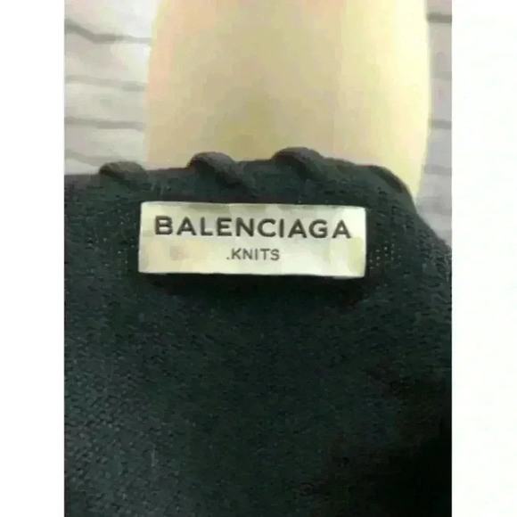 Balenciaga Knit Wool Women's Size 40 Black Long Sleeve Sweater Twist Collar - Picture 9 of 10